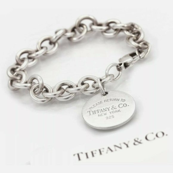 Tiffany & Co. Jewelry - Please Return To Tiffany & Co. Sterling Silver Circle Tag Charm Bracelet 7.5"